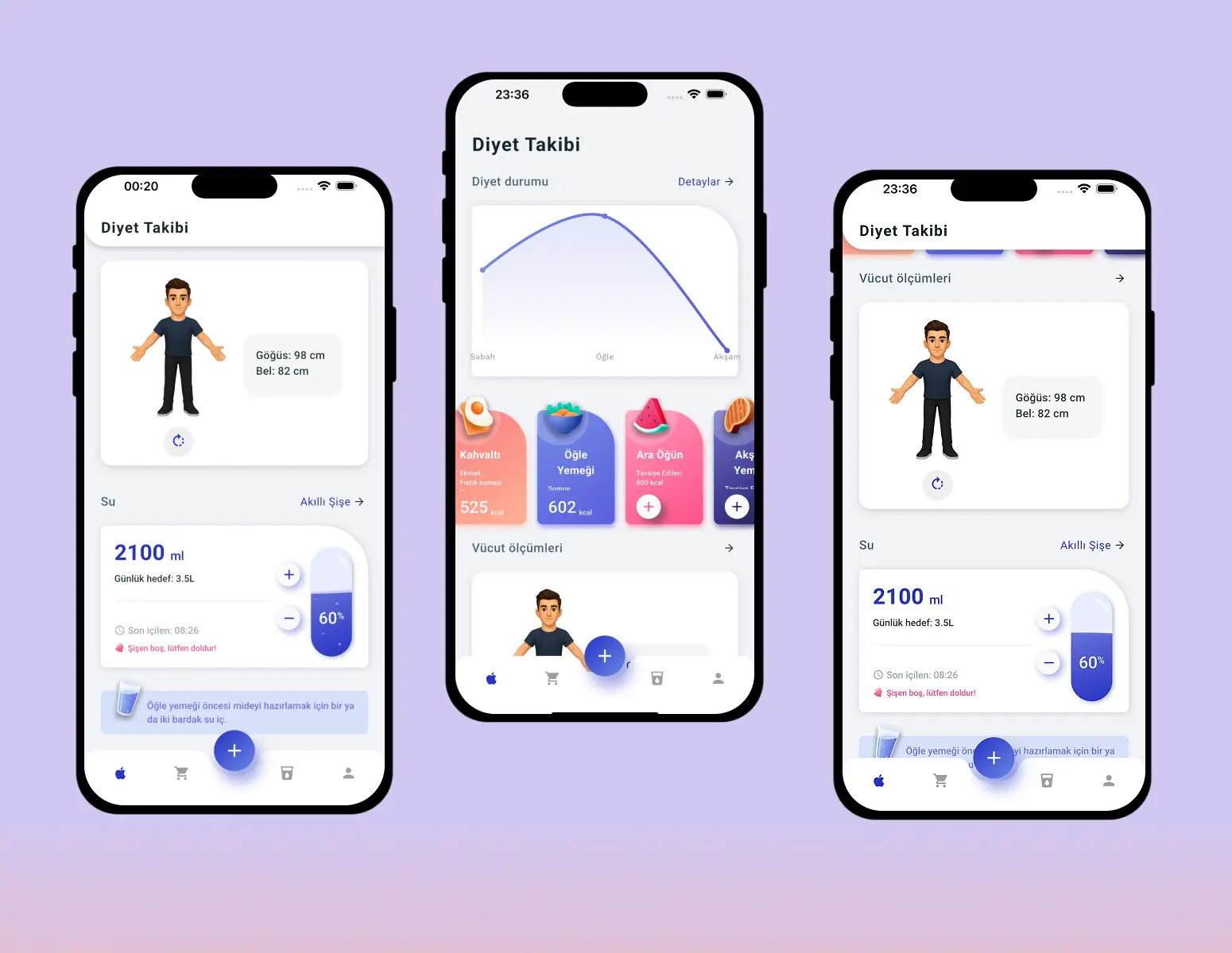 Flutter – Sağlık ve Diyet Takip Arayüzü